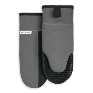 KITCHENAID Beacon Two-Tone Oven Mitt 2-Pack Set, Contour Silver/Matte Black, 5.75"x13"