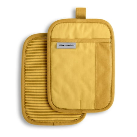 KitchenAid Beacon Two-Tone Pot Holder 2-Pack Set, Majestic Yellow, 7"x10"