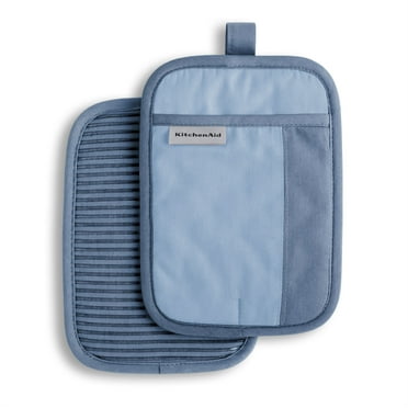 KitchenAid Beacon Two-Tone Pot Holder 2-Pack Set, Blue Velvet/Blue Heaven, 7"x10"