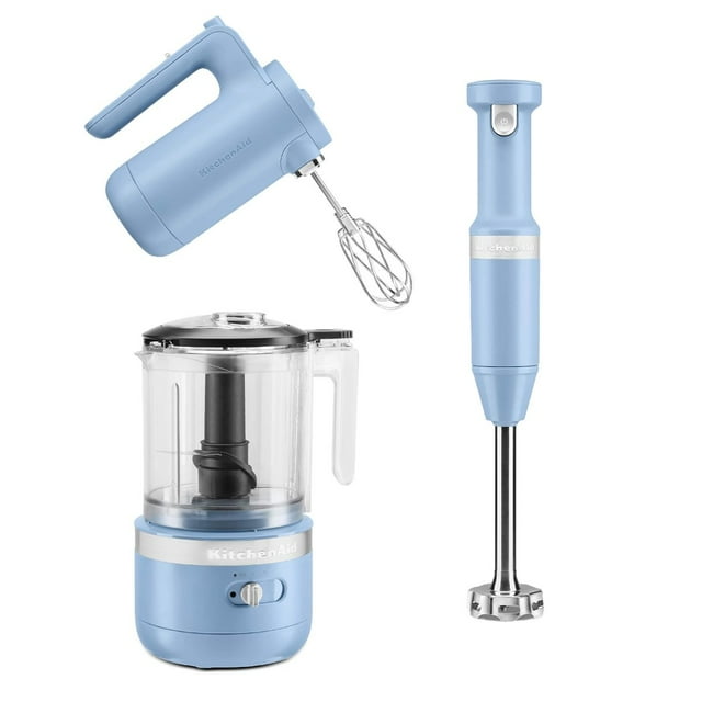 KitchenAid Blue Velvet Cordless Small Appliances Set Hand Mixer, Hand Blender & Food Chopper