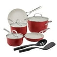 thumbnail image 1 of KitchenAid Ceramic Forged 10 Pcs Nonstick Cookware Set, Dishwasher Safe and Oven Safe to 500°F, Empire Red, 1 of 14