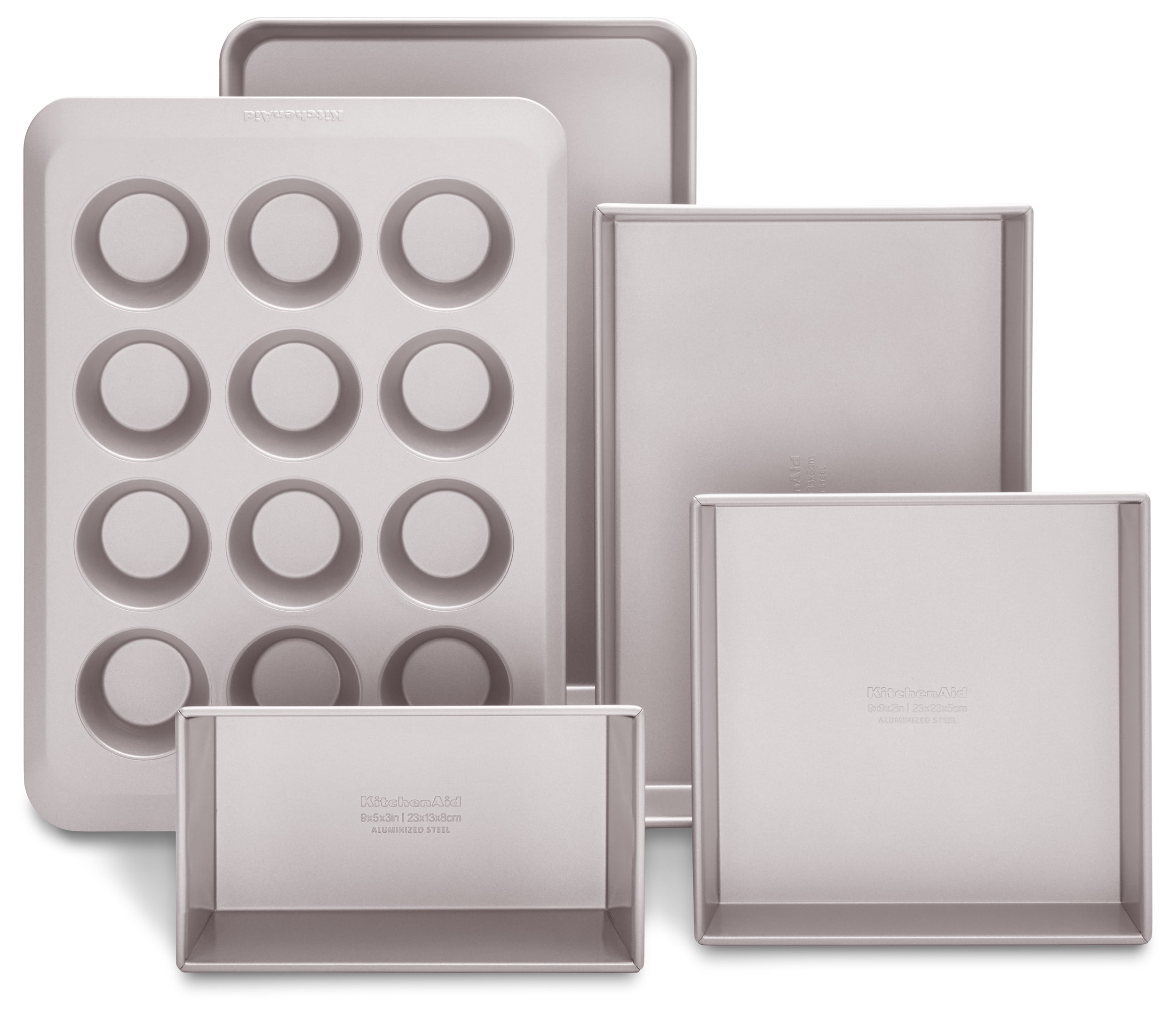 KitchenAid Aluminized Steel PFAS-Free Non-Stick 5-Piece Bakeware Set, Oven  Safe, Dishwasher Safe, Grey