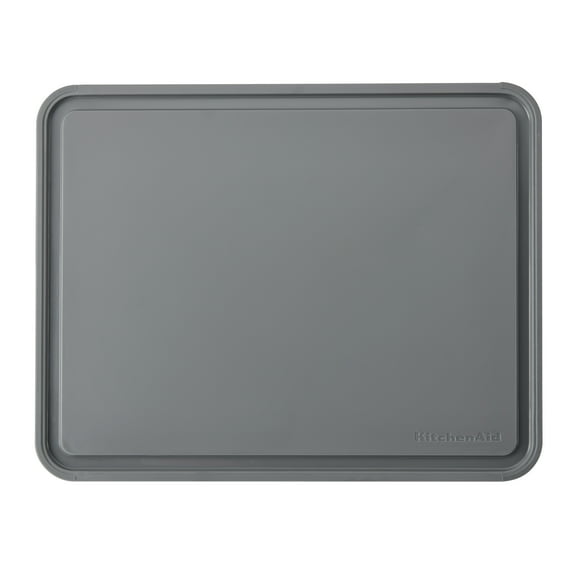 KitchenAid Classic Plastic Cutting Board with Trench, Non-Slip Edges, Dishwasher Safe, 11x14, Charcoal Gray