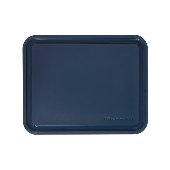 KitchenAid Classic Plastic Cutting Board with Trench, Non-Slip Edges, Dishwasher Safe, 8x10, Ink Blue
