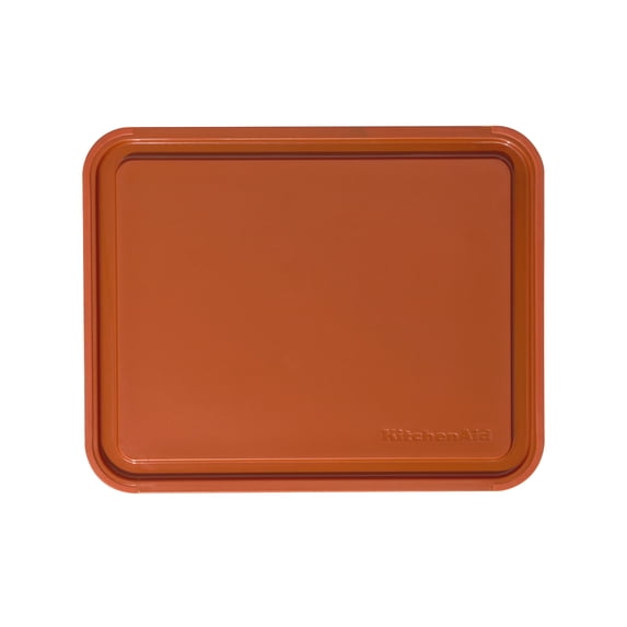 KitchenAid Classic Plastic Cutting Board with Trench, Non-Slip Edges, Dishwasher Safe, 8x10, Scorched Orange