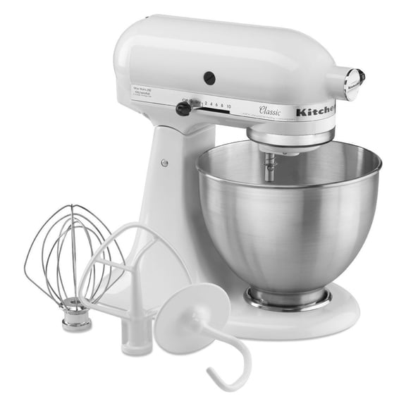 KitchenAid Classic Series 4.5 Quart Tilt-Head Stand Mixer, White (K45SSWH)
