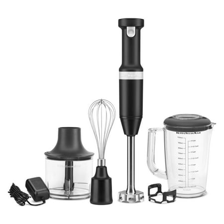 KitchenAid - Cordless Variable Speed Hand Blender with Chopper and Whisk attachment - KHBBV83 - Black Matte