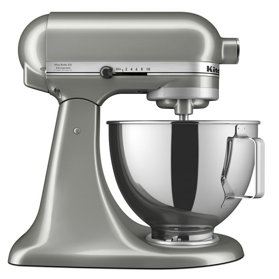 KitchenAid Deluxe Series 4.5 Quart Tilt-Head Stand Mixer with Stainless Bowl, Contour Silver, KSM97CU