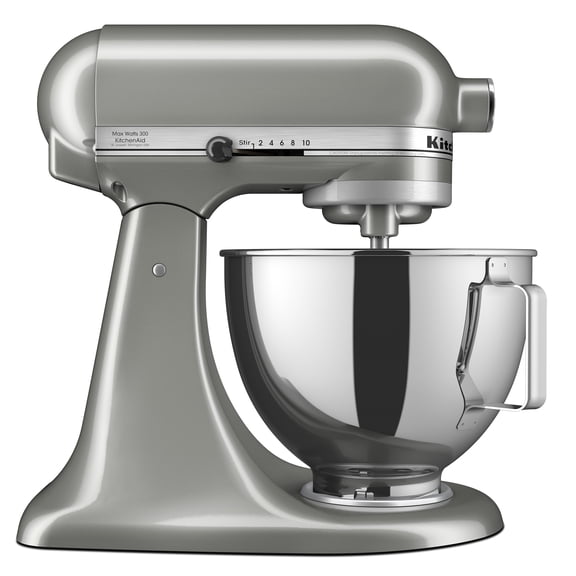 KitchenAid Deluxe Series 4.5 Quart Tilt-Head Stand Mixer with Stainless Bowl, Contour Silver, KSM97CU