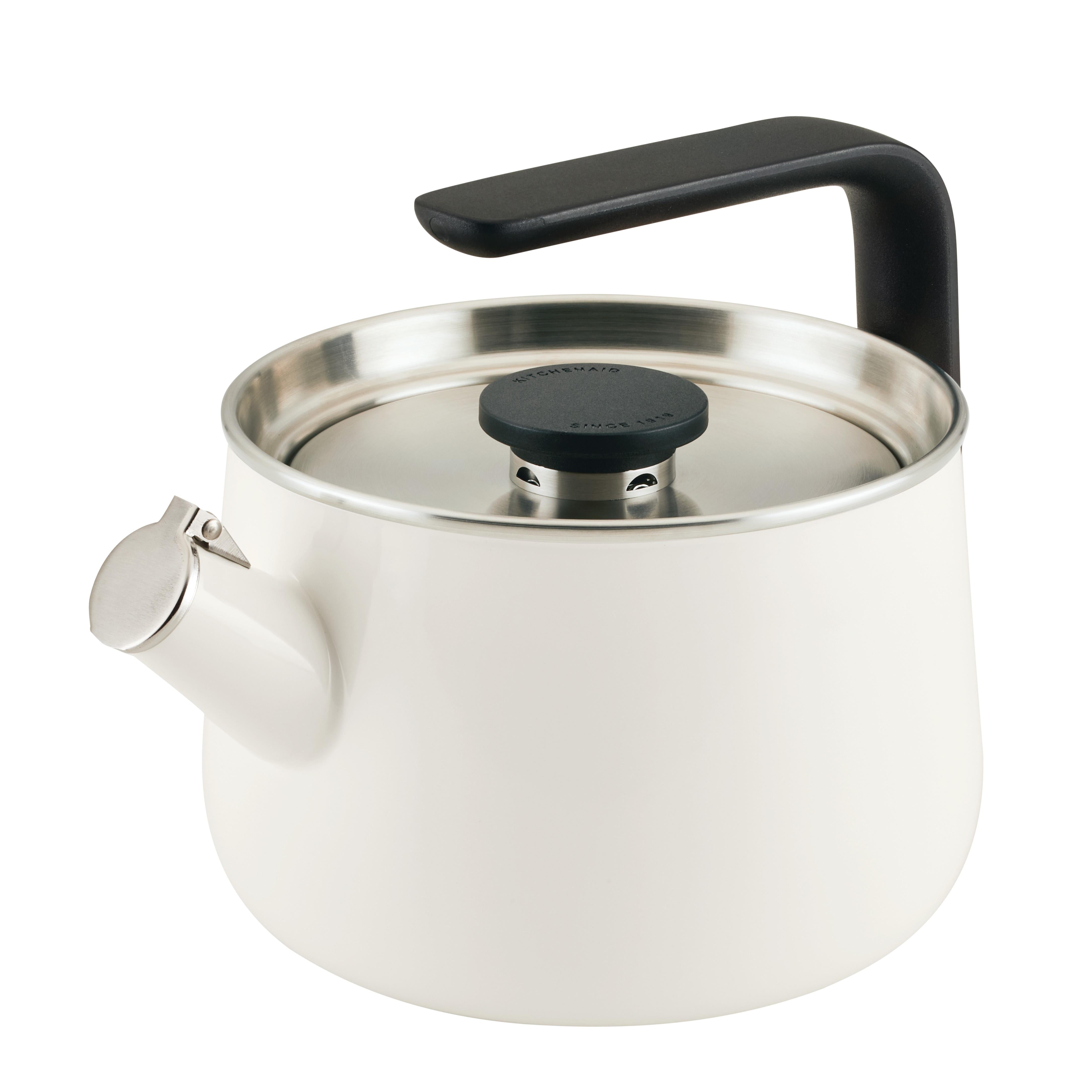 KitchenAid Enamel-on-Steel 2 Quart Teakettle, Induction Compatible, White
