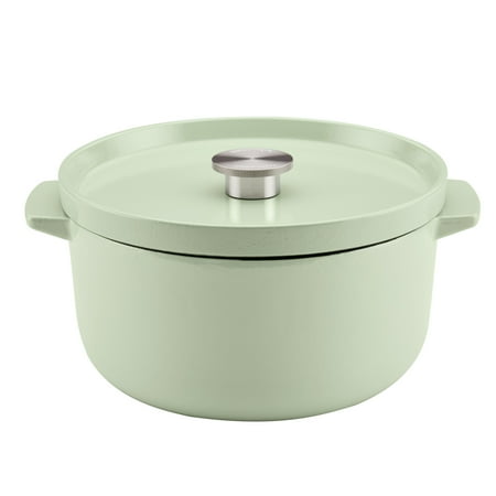 KitchenAid Enameled Cast 6 Quart Iron Induction Dutch Oven, Metal Utensil, Broiler and Oven Safe to 500°F, Pistachio