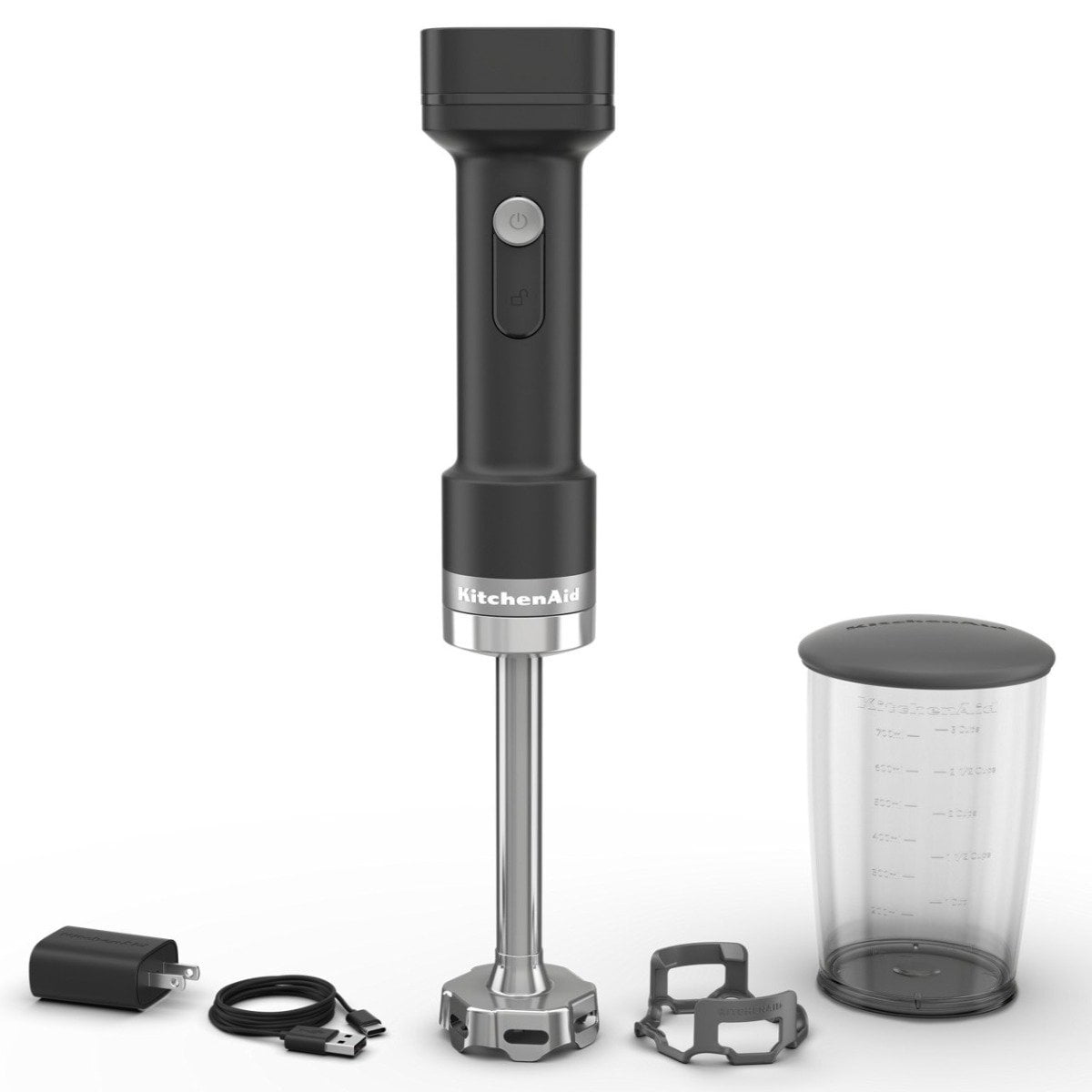 Black Cordless Variable Speed Immersion Blender with Stainless Steel Blade