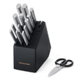 thumbnail image 1 of KitchenAid Gourmet 15-Piece Forged Knife Block Set with Sharpener, High-Carbon Steel, Black Slim Block, 1 of 19