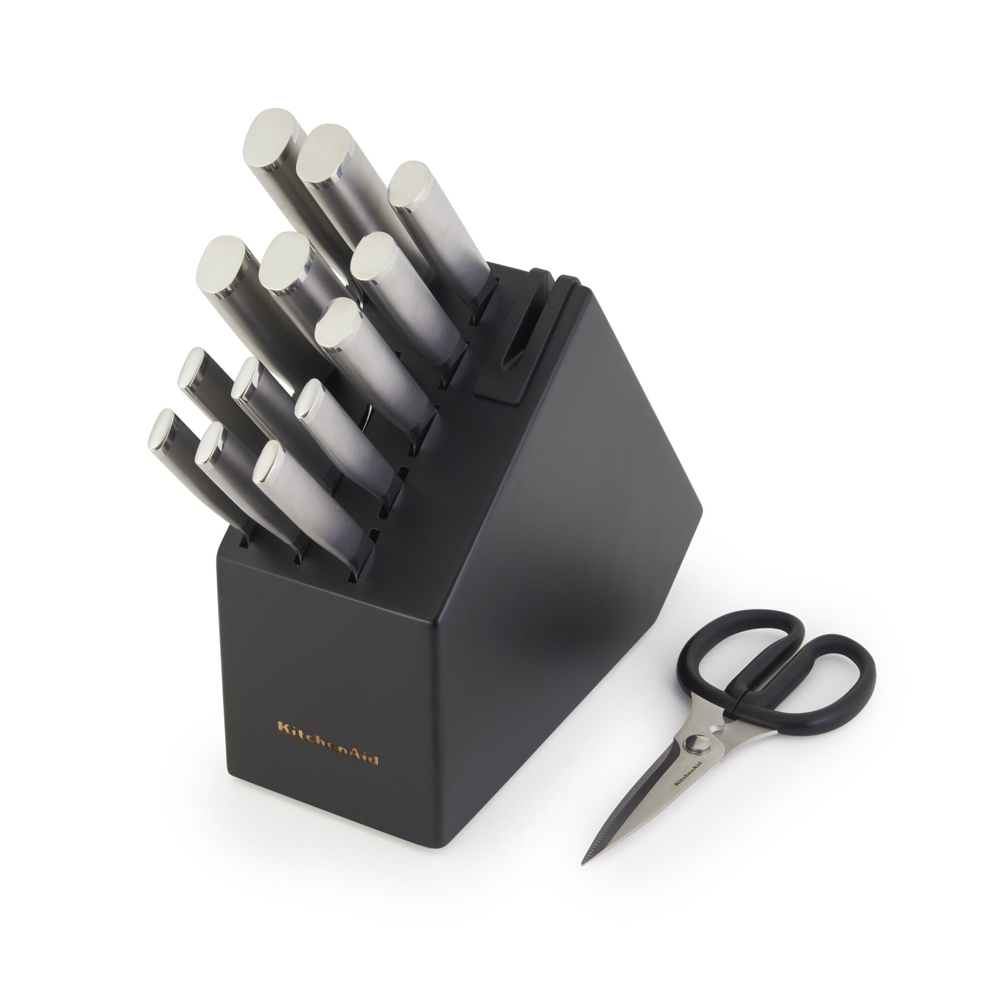 KitchenAid Gourmet 15-Piece Forged Stainless Steel Knife Set with Block, Black