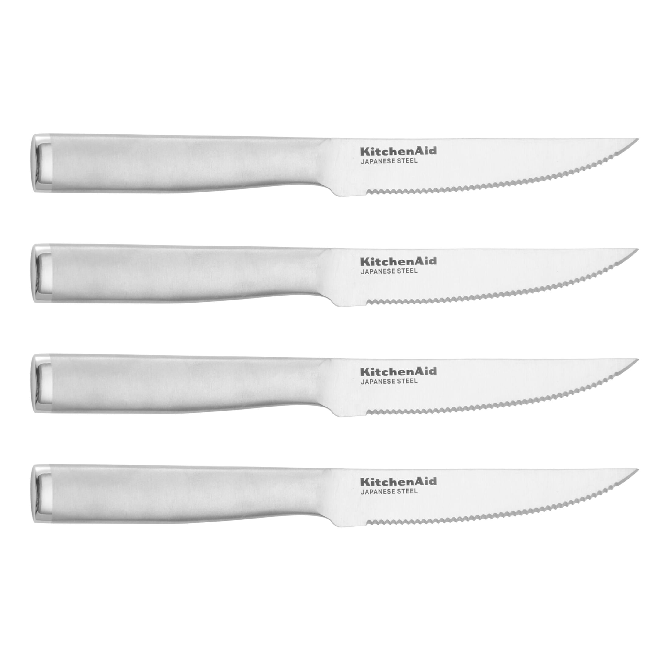 KitchenAid Gourmet 4-Piece Forged Steak Knife Set, High-Carbon Japanese Steel, Brushed Stainless