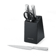 thumbnail interactive-video image 1 of KitchenAid Gourmet 7-Piece Forged Knife Block Set with Built-In Sharpener, Stainless Steel Handles, Black, 1 of 10