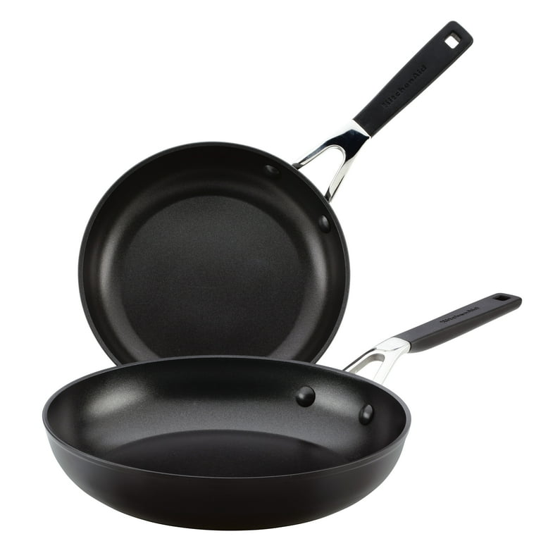 KitchenAid Hard Anodized 8.25 and 10 Nonstick Frying Pan Set, Onyx Black  