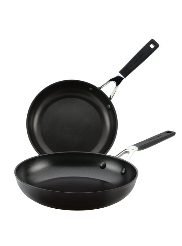 KitchenAid Hard Anodized 8.25 inch and 10 inch Nonstick Frying Pan Set, Onyx Black