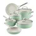 thumbnail image 1 of KitchenAid Hard Anodized 10 Pcs Ceramic Nonstick Cookware Pots and Pans Set, Oven Safe to 500°F, Pistachio, 1 of 11