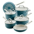 thumbnail interactive-video image 1 of KitchenAid Hard-Anodized 10 Pcs Ceramic Induction Cookware Set, Dishwasher Safe and Oven Safe to 500°F, Agave Blue, 1 of 7