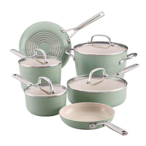 KitchenAid Hard-Anodized Ceramic Induction Cookware Set, 10 Piece, Cardamom