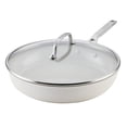 thumbnail image 1 of KitchenAid Hard-Anodized 12.25 Inch Ceramic Induction Skillet with Lid, Dishwasher Safe and Oven Safe to 500°F, Porcelain White, 1 of 11