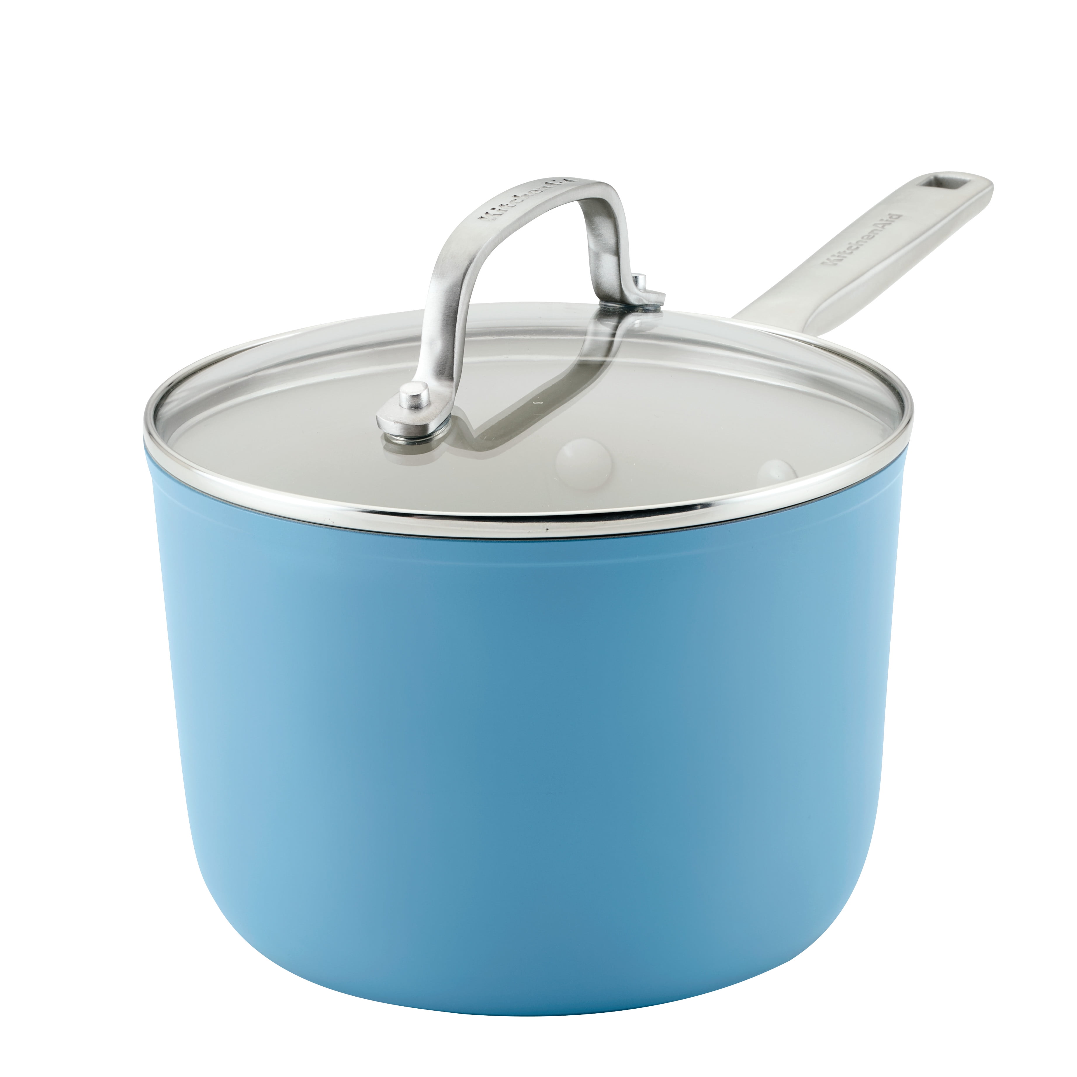 Blue Velvet Aluminum Nonstick Saucier with Glass Lid, 3 Quart