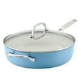 thumbnail image 1 of KitchenAid Hard Anodized 5 Quart Ceramic Nonstick Sauté Pan with Lid, Oven Safe to 500°F, Blue Velvet, 1 of 10