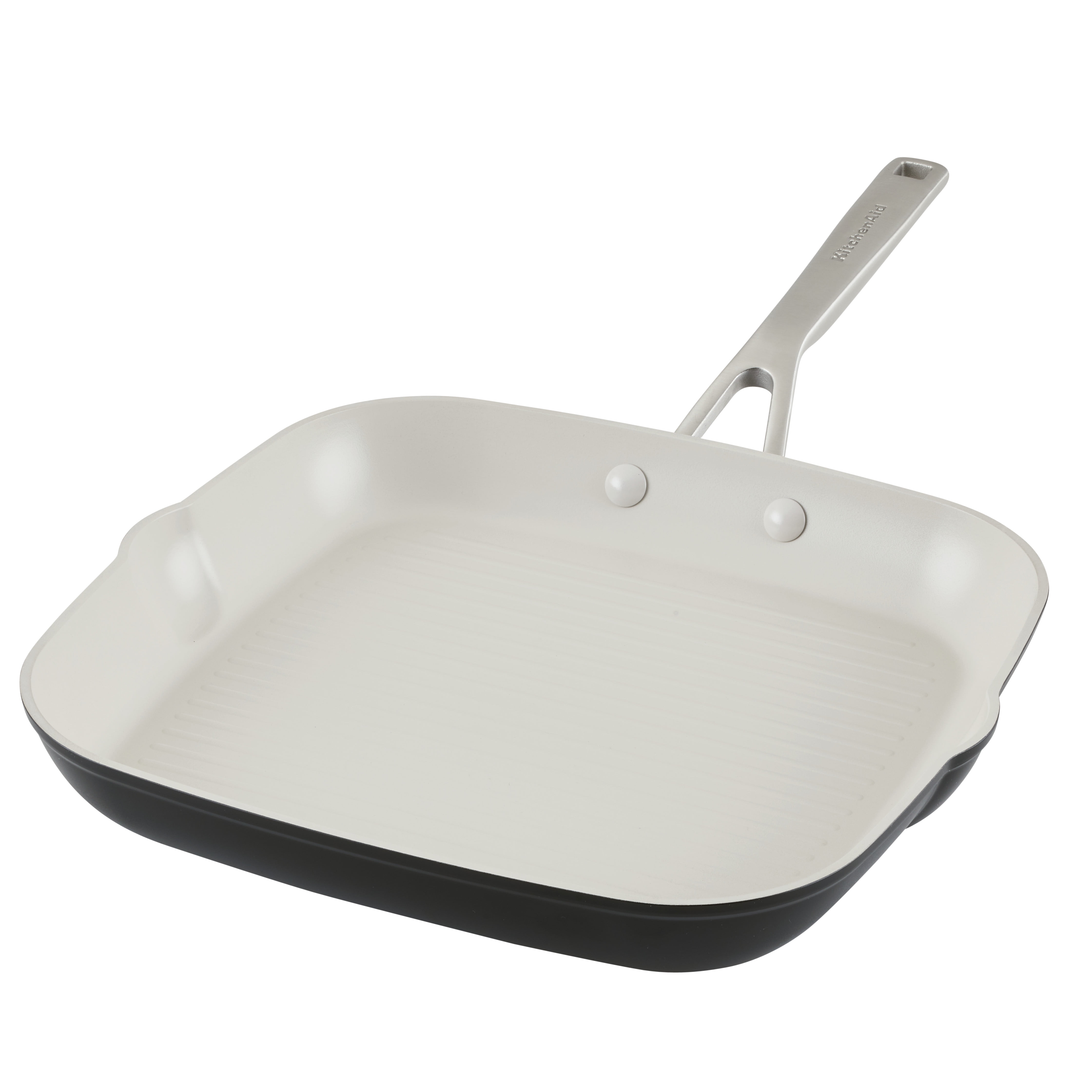 KitchenAid Hard Anodized 11.25 Inch Ceramic Nonstick Grill Pan, Oven Safe to 500°F, Matte Black