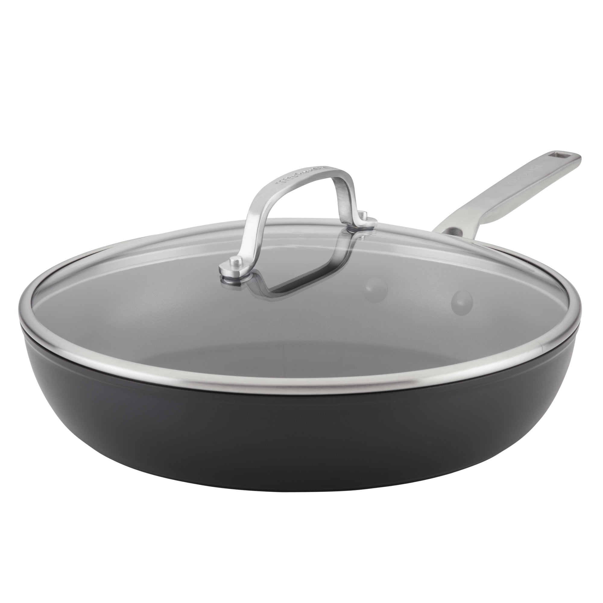 KitchenAid Induction Nonstick Frying Pan with Lid, 12.25-Inch, Matte Black - Walmart.com