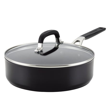 KitchenAid Hard Anodized 3 Quart Nonstick Sauté Pan with Lid, Onyx Black