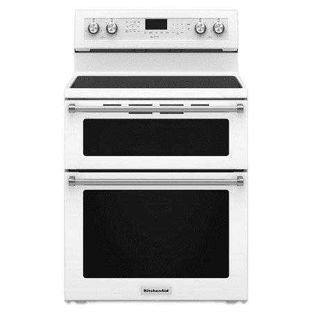 KitchenAid - 6.7 Cu. Ft. Self-Cleaning Freestanding Double Oven Electric Convection Range - White