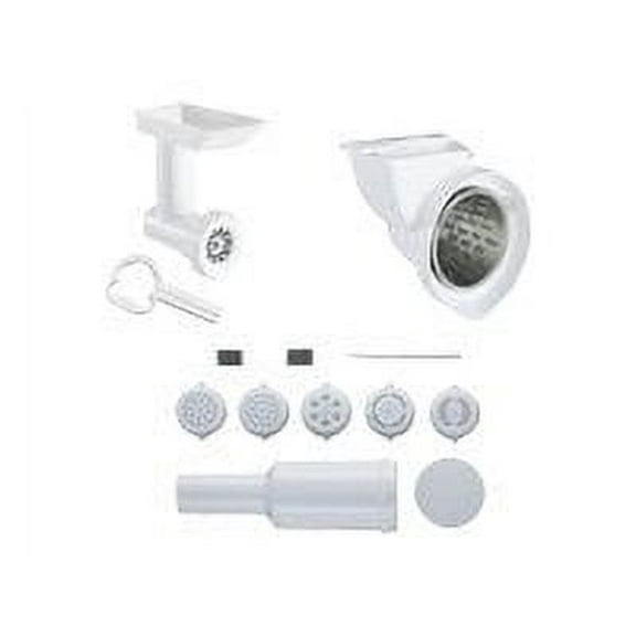 KitchenAid KGSSA Stand Mixer Attachment with Food Grinder, Rotor Slicer, Shredder and Sausage Stuffer, White