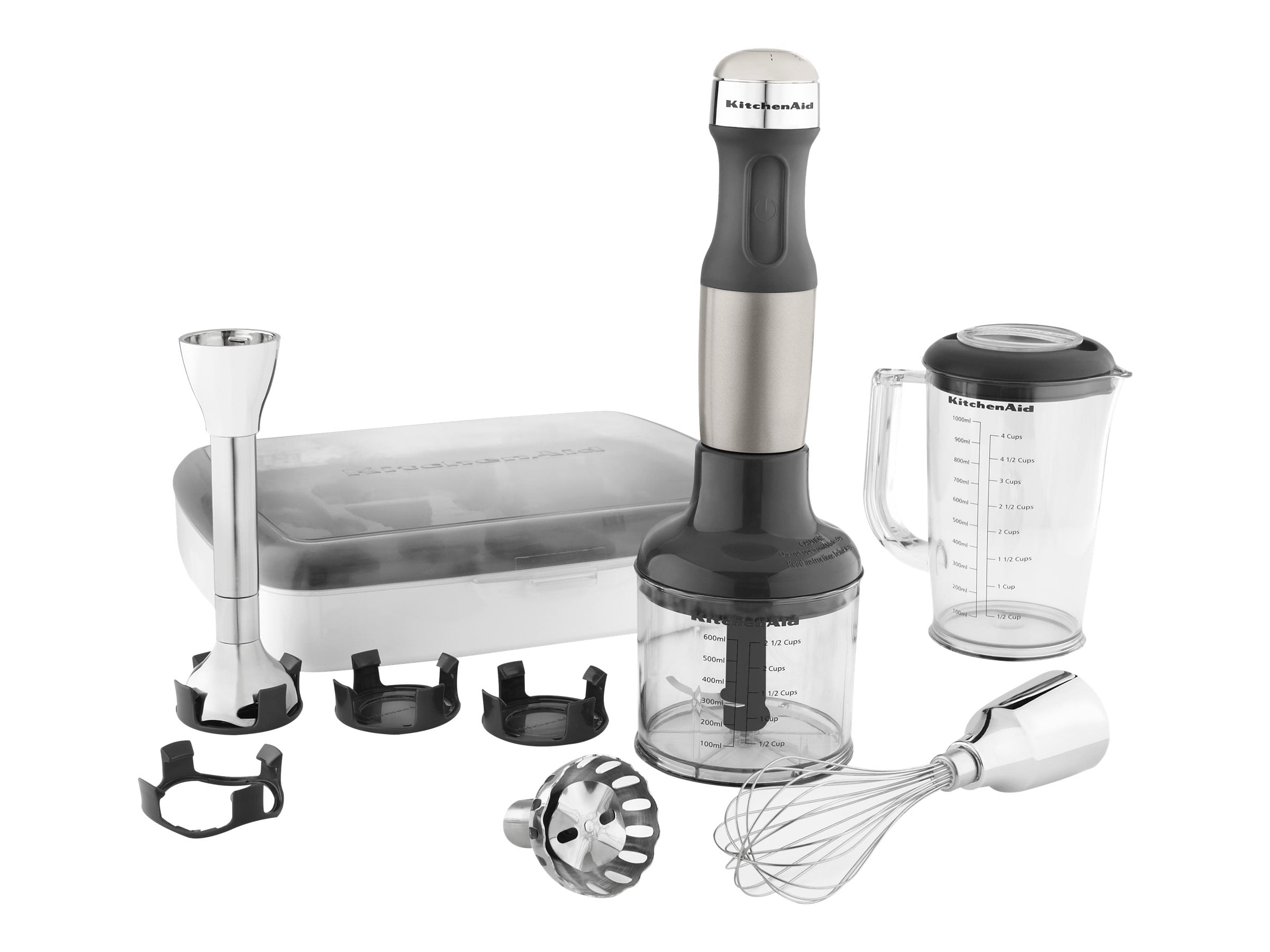 KitchenAid Handheld Immersion Blender with Attachments Emulsion Cocoa Silver Walmart