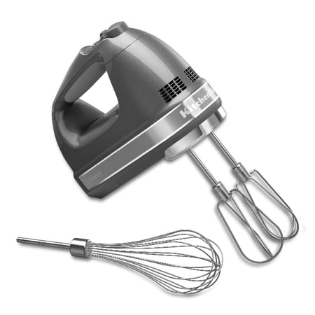 KitchenAid KHM7210QG 7-Speed Digital Hand Mixer with Turbo Beater II Accessories and Pro Whisk - Liquid Graphite
