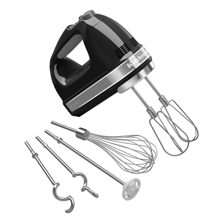 KitchenAid 9-Speed Digital Hand Mixer with Turbo Beater II Accessories and  Pro Whisk - Onyx Black & KSMMGA Metal Food Grinder Attachment, Silver