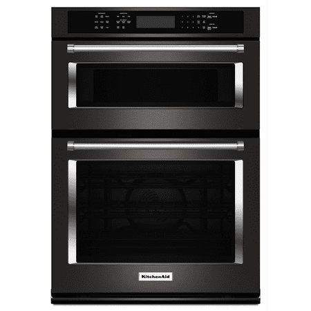 KitchenAid - 30" Single Electric Convection Wall Oven with Built-In Microwave - Black Stainless Steel