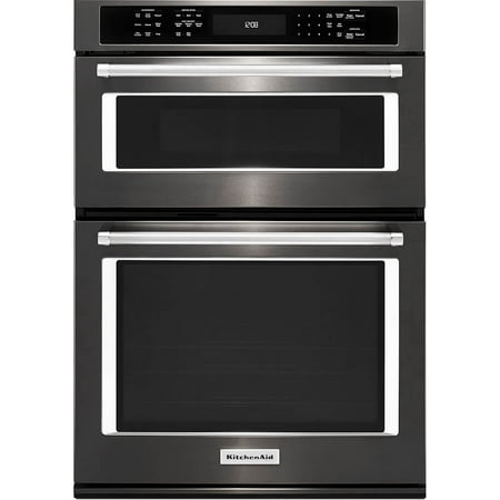 KitchenAid - 27" Combination Electric Convection Wall Oven with Built-In Microwave - Black Stainless Steel
