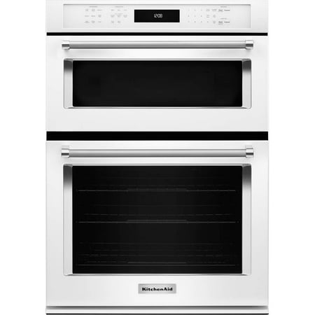 KitchenAid - 27" Single Electric Convection Wall Oven with Built-In Microwave - White