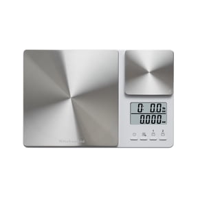 KitchenAid Dual Platform Digital Kitchen Scale, 11 lb and 16oz Capacity, White, KQ909