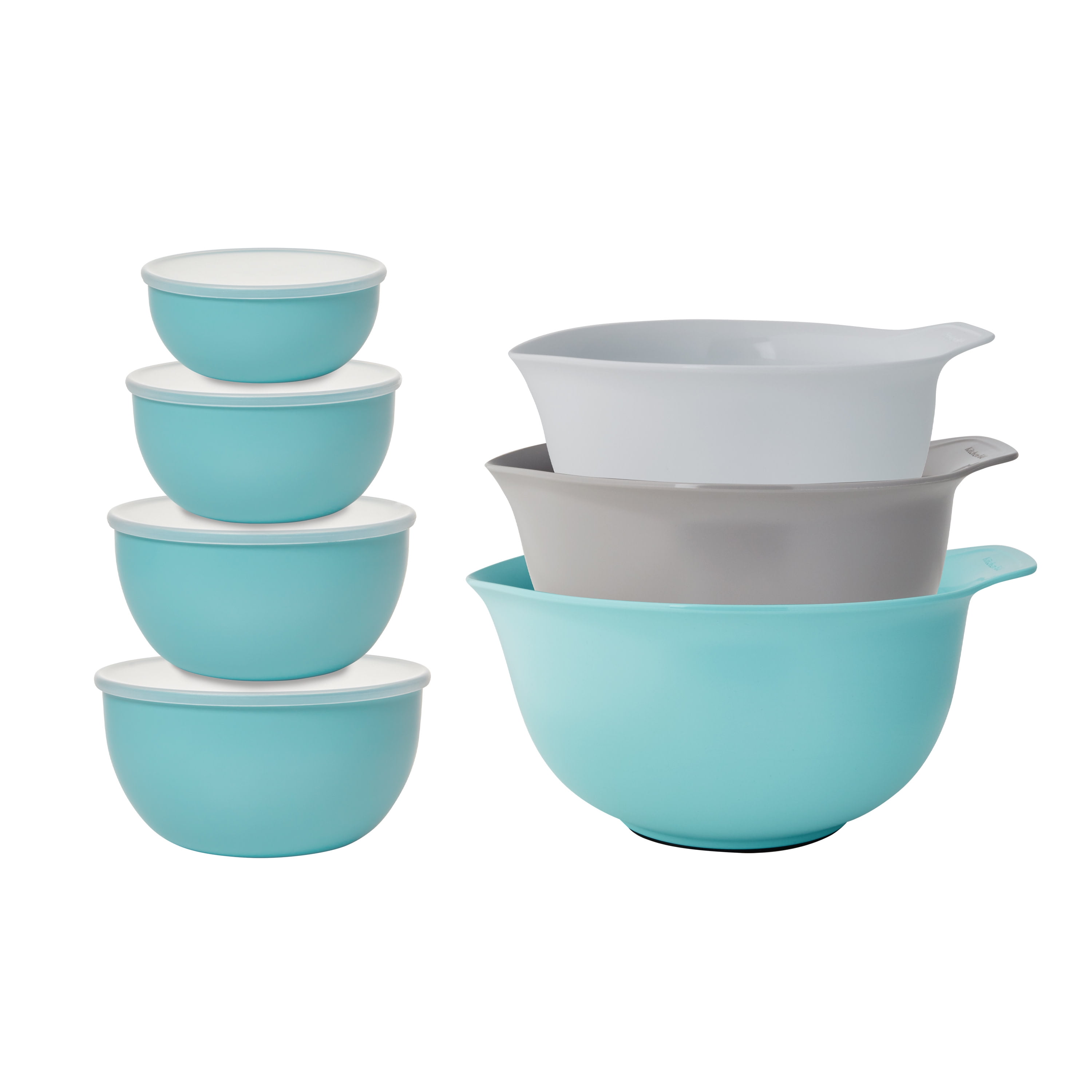 KitchenAid 7-Piece Nesting Plastic Mixing Bowls Set and Prep Bowls with Lids, Aqua Sky - Walmart.com