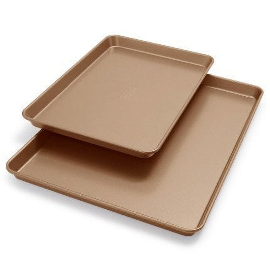 Warm Toffee Nonstick Aluminized Steel Jellyroll Pan Set