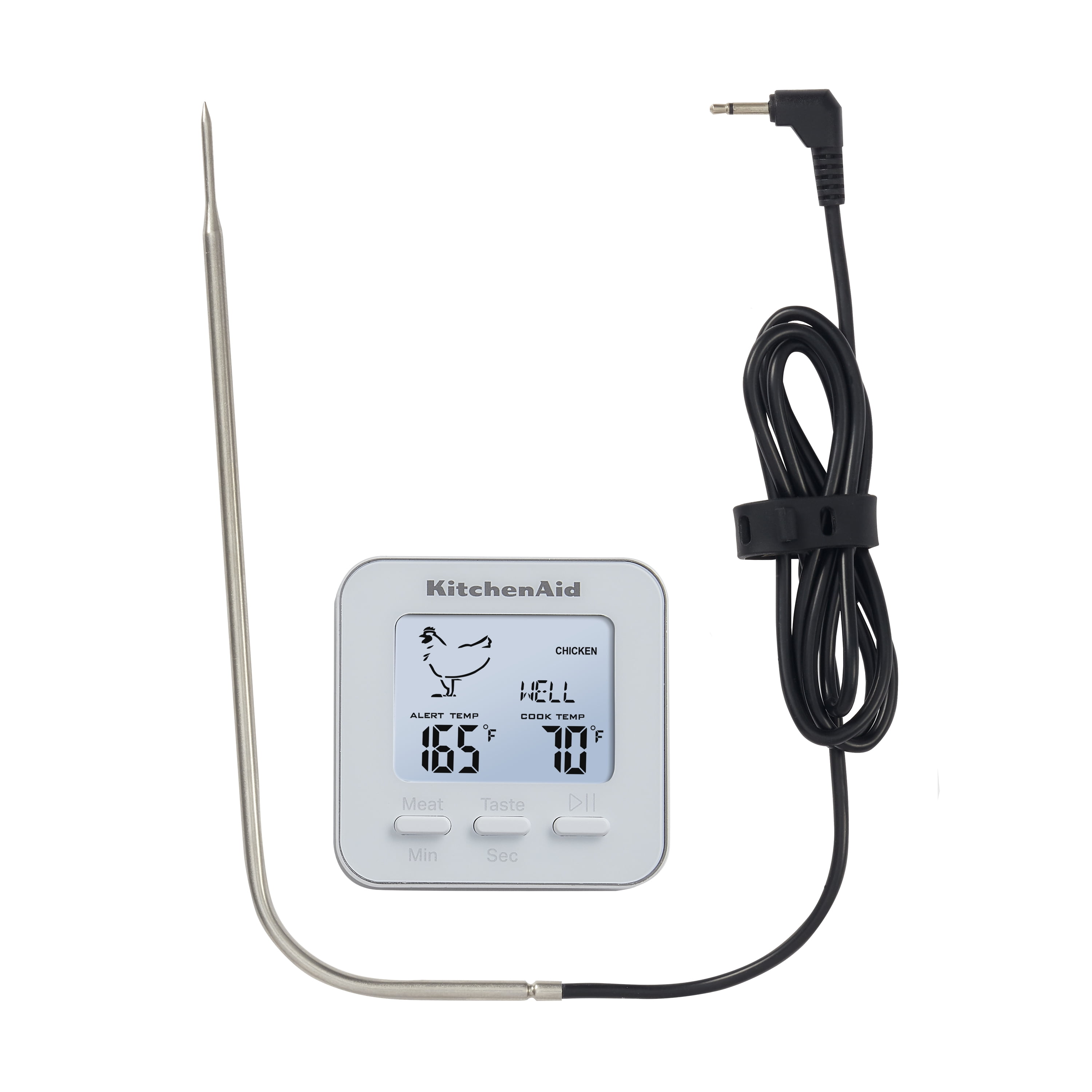 KitchenAid Programmable Wired Probe Thermometer, -40F to 482F/-40C to 250C, White, KQ906WH