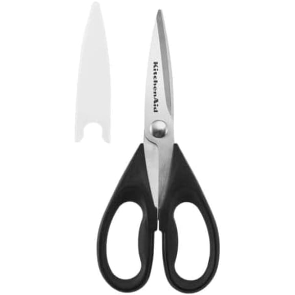 KitchenAid All Purpose Kitchen Shears with Protective Sheath Durable Stainless Steel Scissors, Dishwasher Safe, Soft Grip Comfort Handle, 8.72 Inch, Black