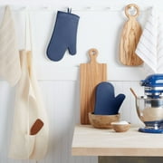 KitchenAid Ribbed Soft Silicone Oven Mitt 2-Pack Set, Blue Willow, 7.5"x13"