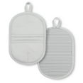 thumbnail image 1 of KitchenAid Ribbed Soft Silicone Pot Grabber 2-Pack Set, Matte Grey, 5"x8", 1 of 6