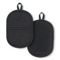 thumbnail image 1 of KITCHENAID Ribbed Soft Silicone Pot Grabber 2-Pack Set, Matte Black, 5"x8", 1 of 6
