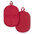thumbnail image 1 of KitchenAid Ribbed Soft Silicone Pot Grabber 2-Pack Set, Passion Red, 5"x8", 1 of 5