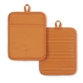 thumbnail image 1 of KitchenAid Ribbed Soft Silicone Pot Holder 2-Pack Set, Honey, 7"x9", 1 of 5