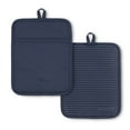 thumbnail image 1 of KitchenAid Ribbed Soft Silicone Pot Holder 2-Pack Set, Ink Blue, 7"x9", 1 of 5